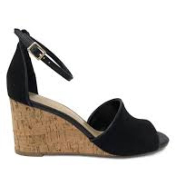 Expression Women's Shea Cork Wedge Sandals -Black - Picture 1 of 3